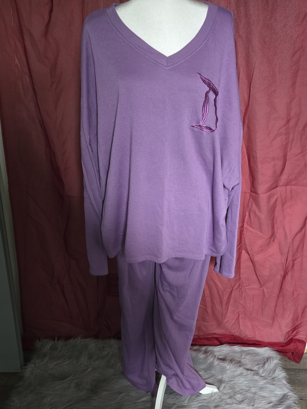 Disney Lavender V-Neck Two-Piece Lounge Set